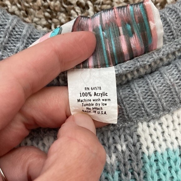 Vintage 80s Croquet Club Gray Crewneck Snowflake Winter Sweater Size Large - Picture 11 of 13